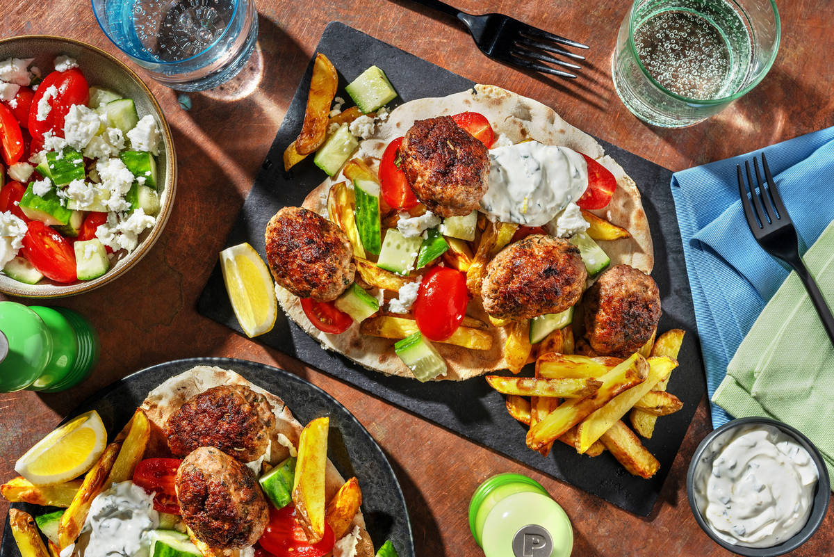 Greek Inspired Oregano Pork Kofta Gyros
