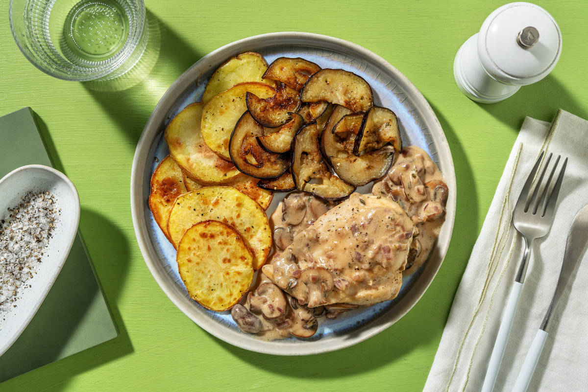 Filet de poulet en sauce crémeuse à la moutarde