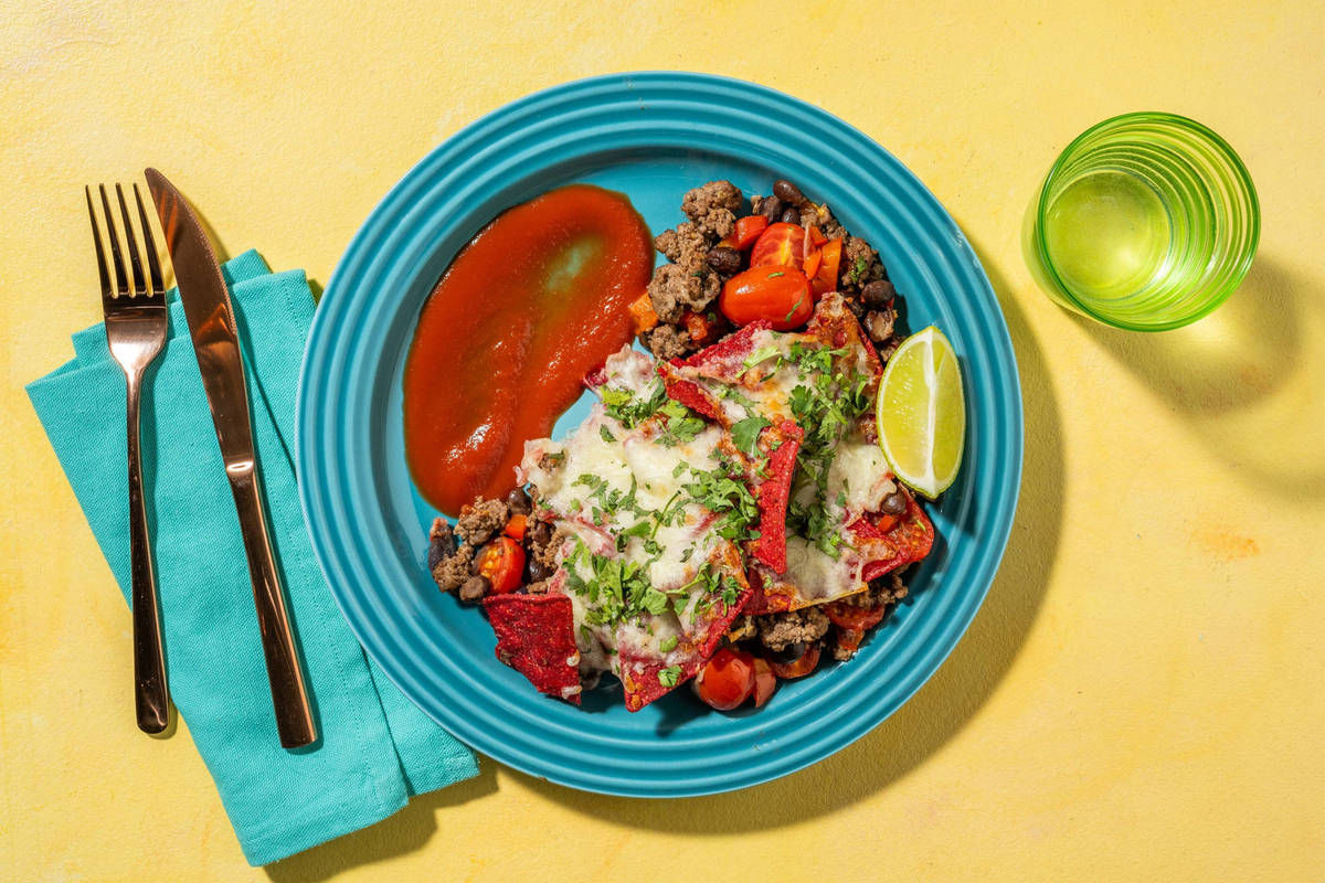 Nachoschotel met gehakt en cheddar