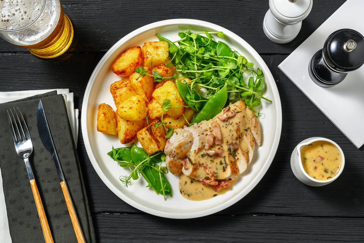 Chicken in Creamy Bacon and Tarragon Sauce