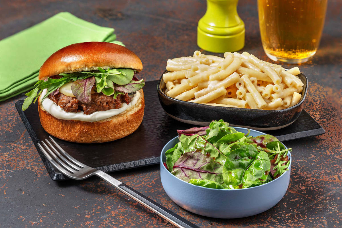 Veggie Cheeseburger and Truffle Mac & Cheese
