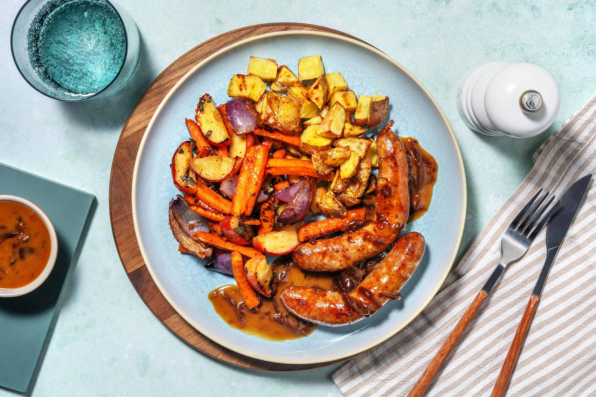 Honey and Mustard Sausage Traybake