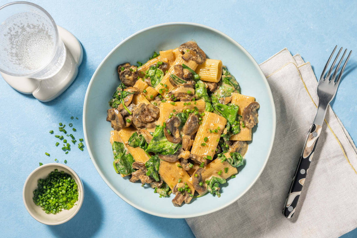 Umami Miso Bacon and Mushroom Rigatoni