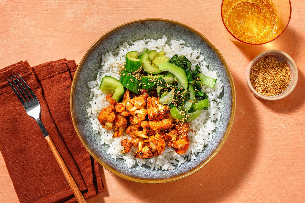 Korean BBQ Style Roasted Cauliflower Poke Bowl