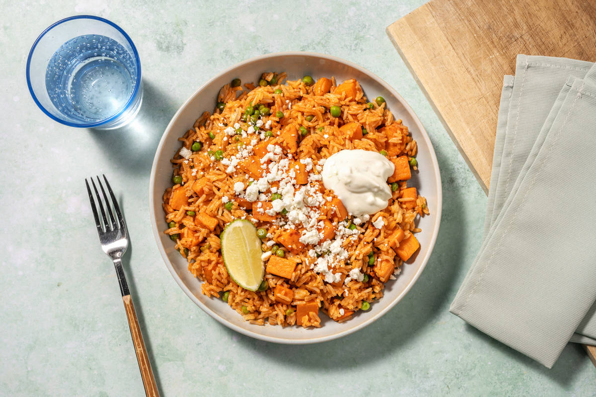 Cajun Spicy Rice and Roasted Sweet Potato