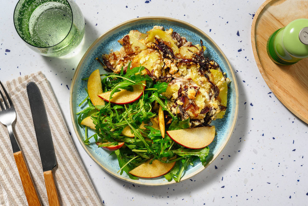 Double Cheese, Bacon and Balsamic Onion Dauphinoise