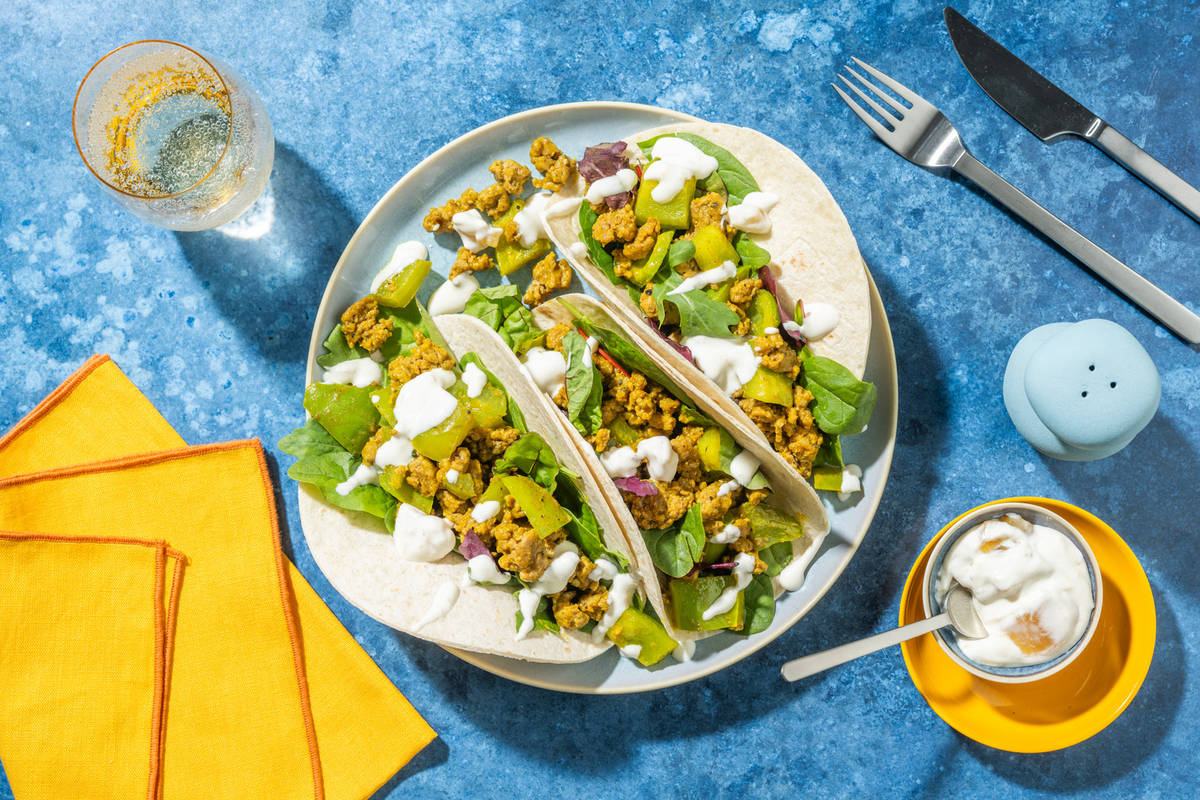 Indian Spiced Beef and Pepper Tacos