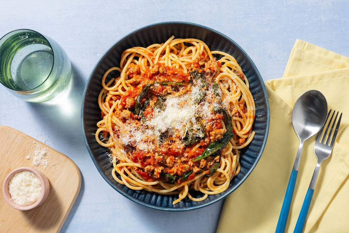 Speediest Spicy Beef and Spinach Ragu