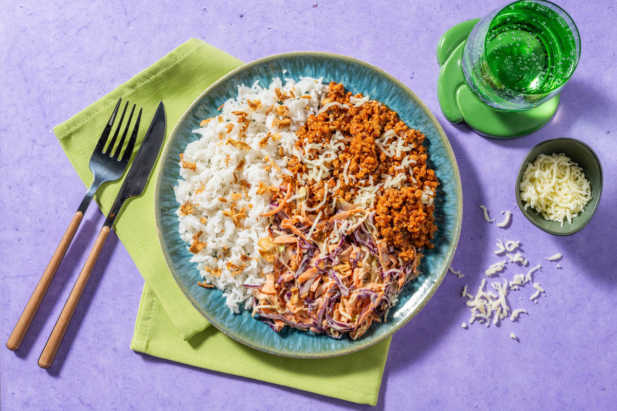 Cheeseburger Inspired Rice Bowl