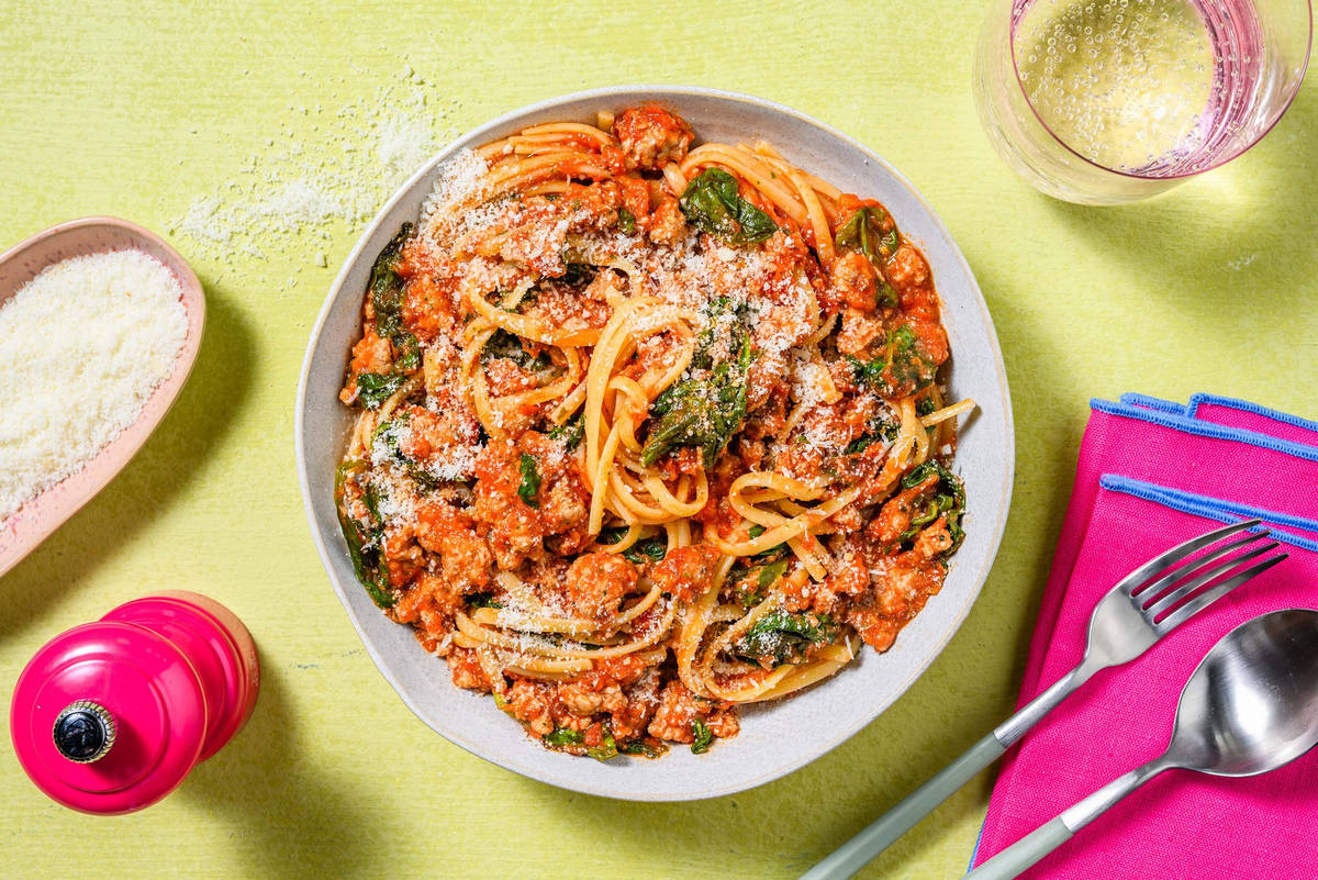 Speedy Herby Sausage Linguine