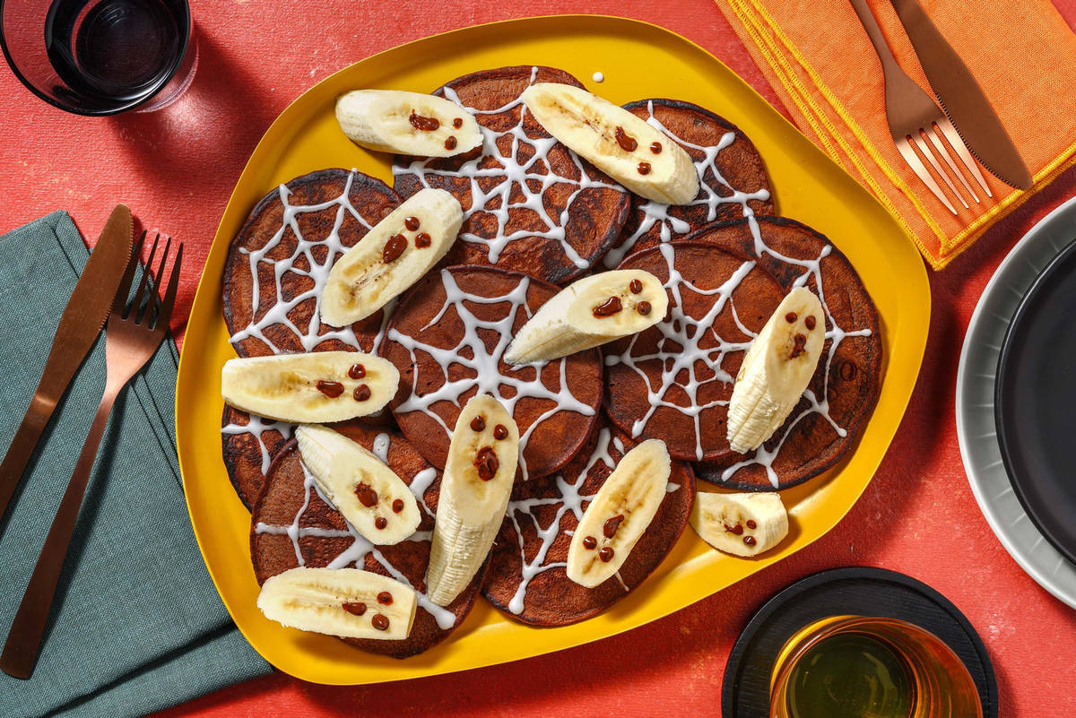 Halloween spinnenweb pannenkoekjes