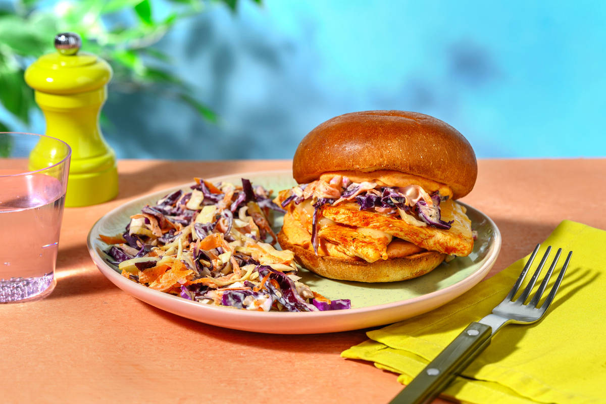 Burger poulet grillé & coleslaw