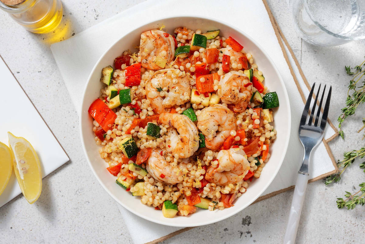 Couscous perlé aux crevettes et à la courgette