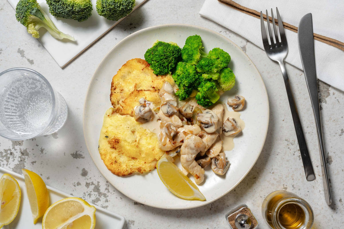 Geschnetzeltes de poulet crémeux et champignons