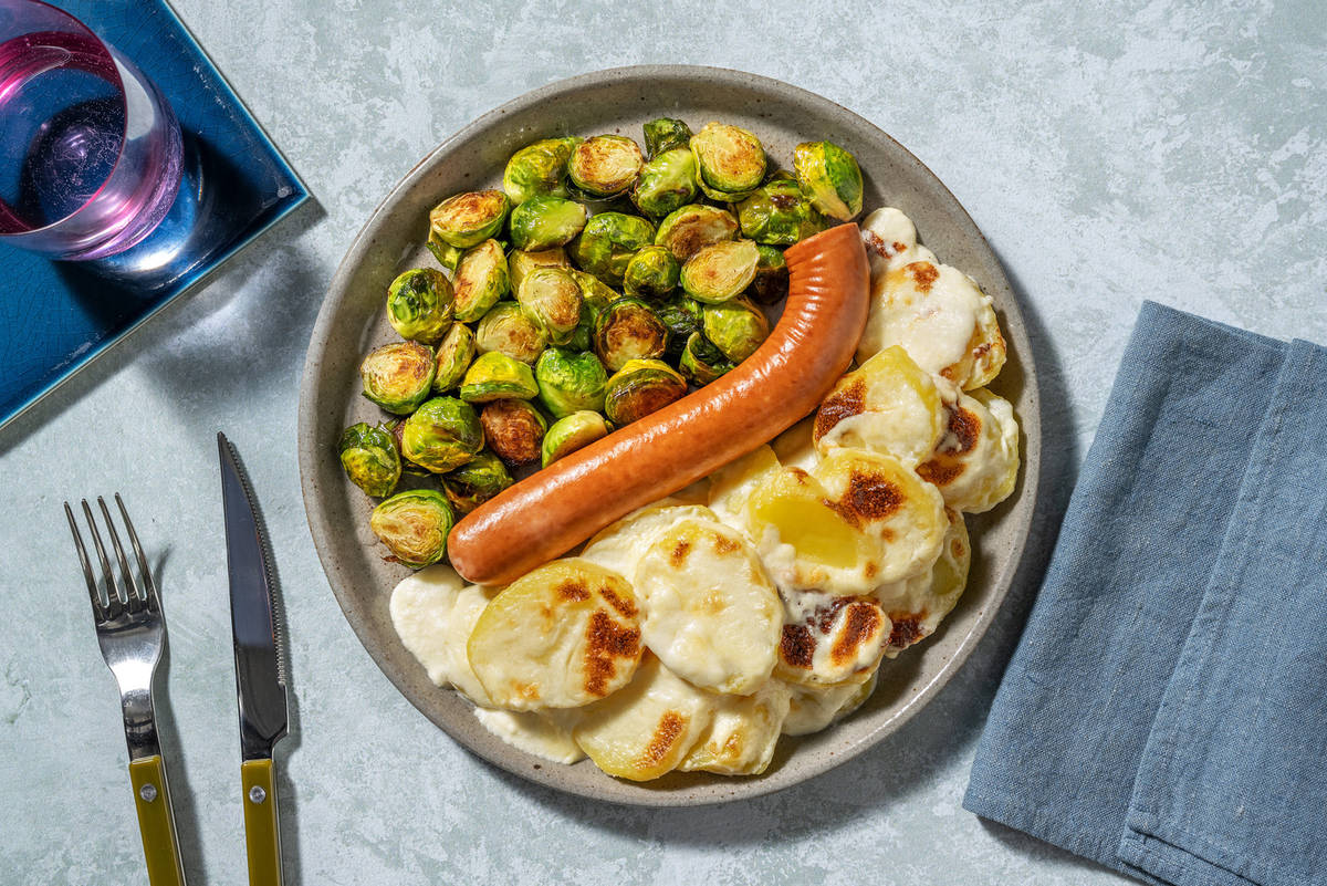Rookworst met aardappelgratin