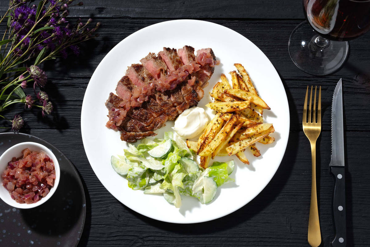 Entrecôte de bœuf et jus de veau