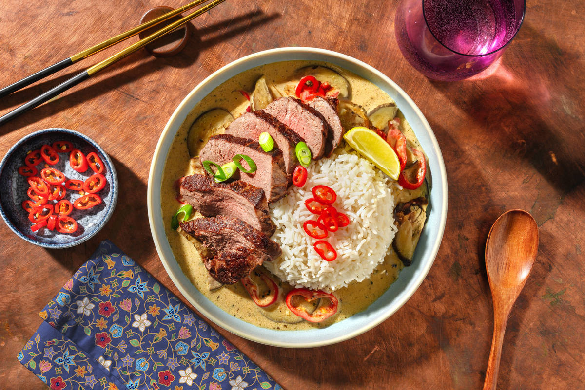Luxe Thaise groene curry met filet mignon