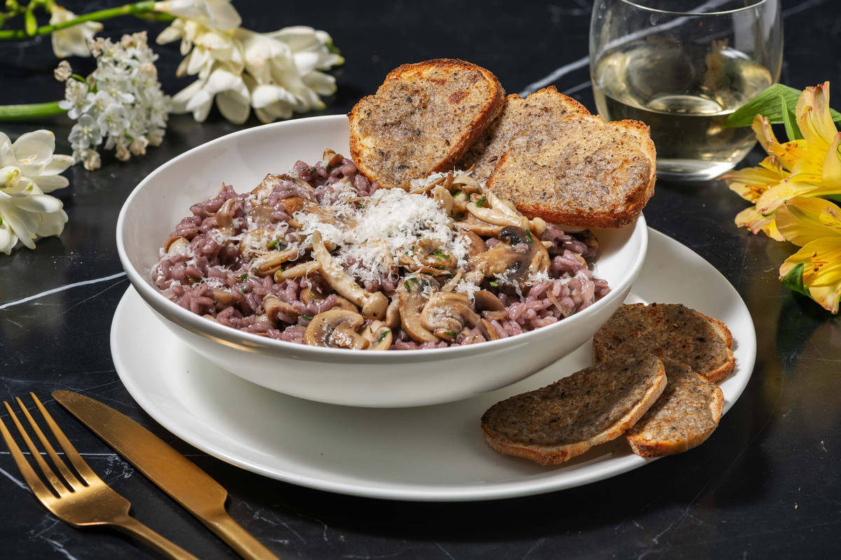 Risotto met rode wijn en paddestoelen