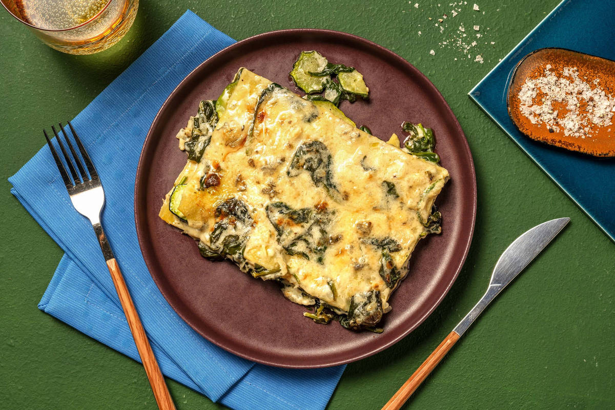 Vegetarische lasagne met courgette en spinazie