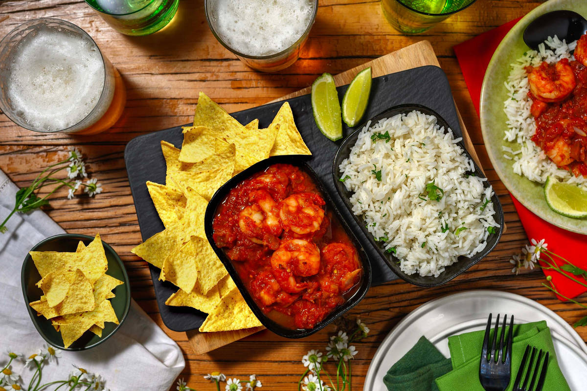 Crevettes à la mexicaine et riz au citron vert & coriandre 