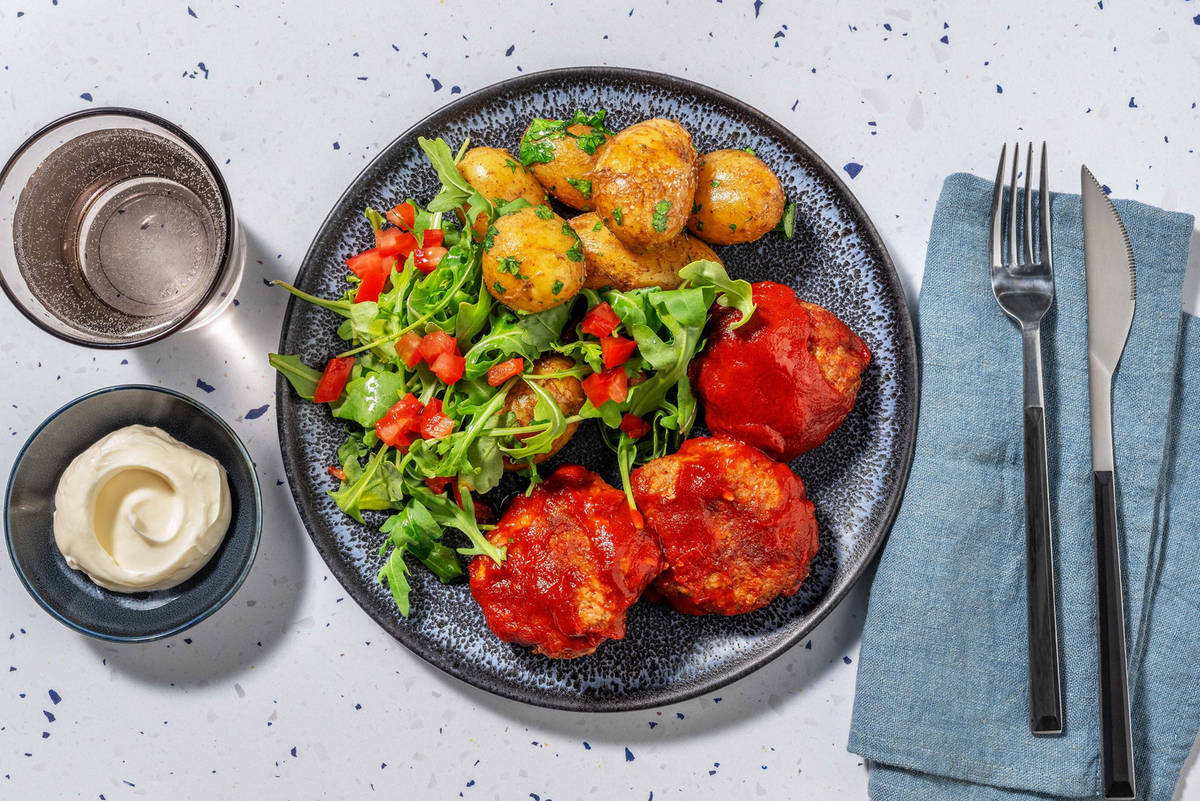 Spanske BBQ-glaserede kødboller