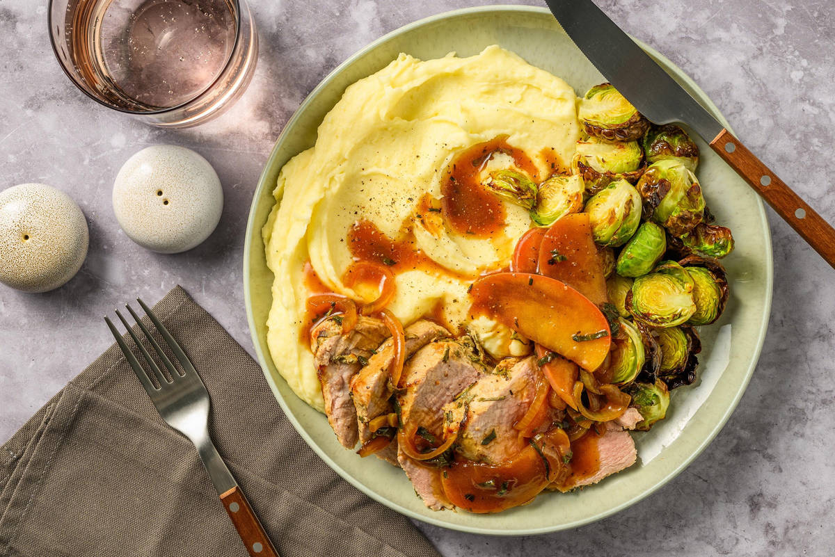 Örtstekt fläskytterfilé & karamelliserat äpple