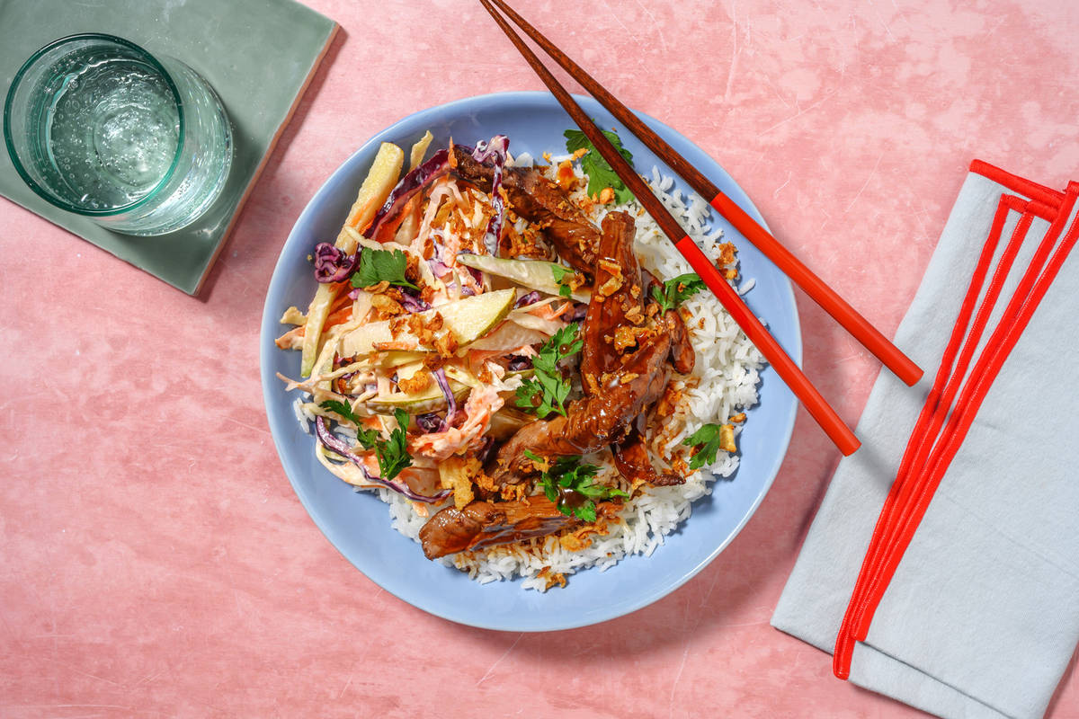 Teriyaki Ginger Beef & Creamy Slaw Bowl