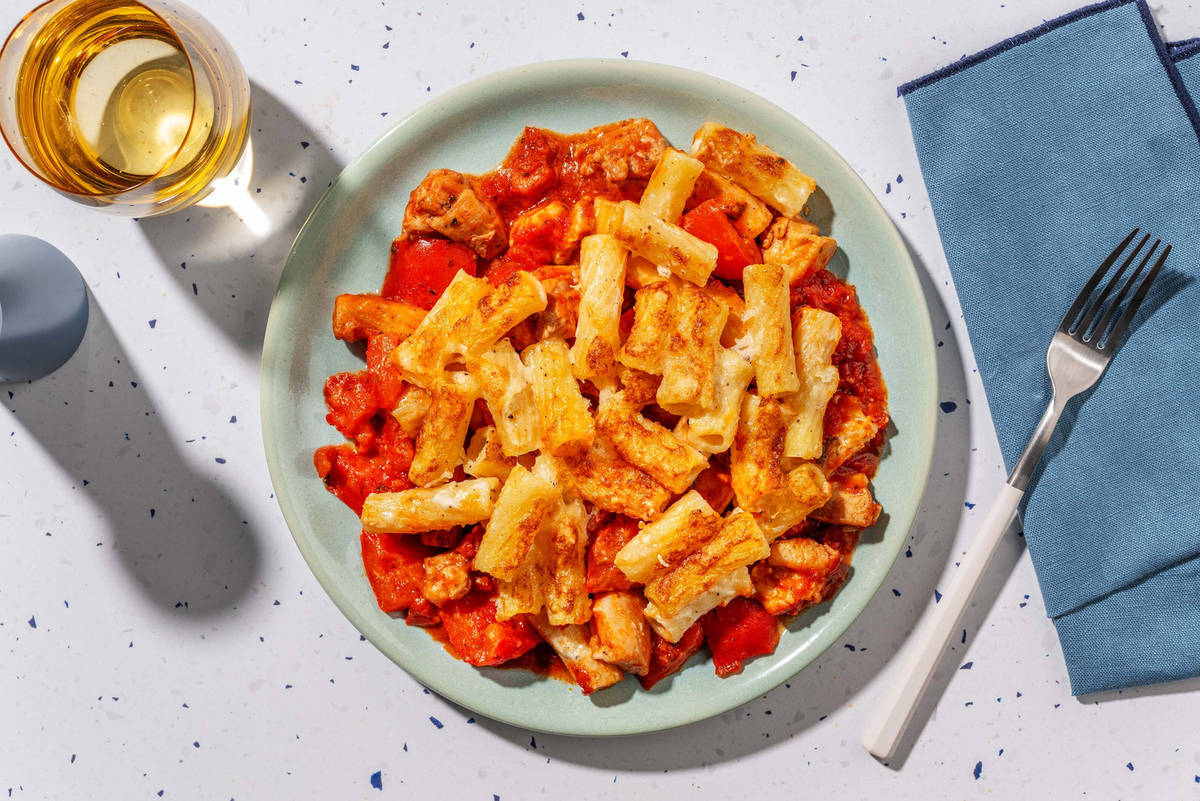 Layered Creamy Chicken Pasta Bake 