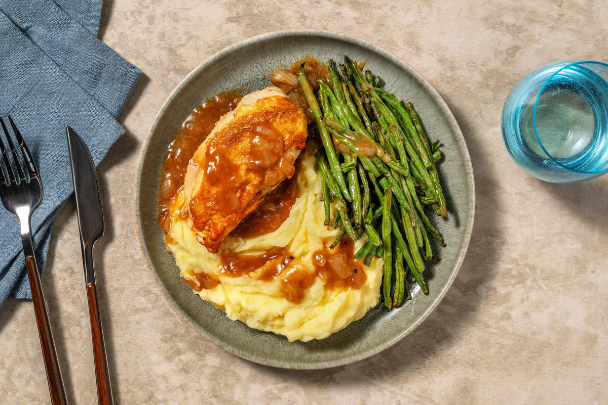 Roasted Chicken and Red Wine, Apple & Sage Gravy