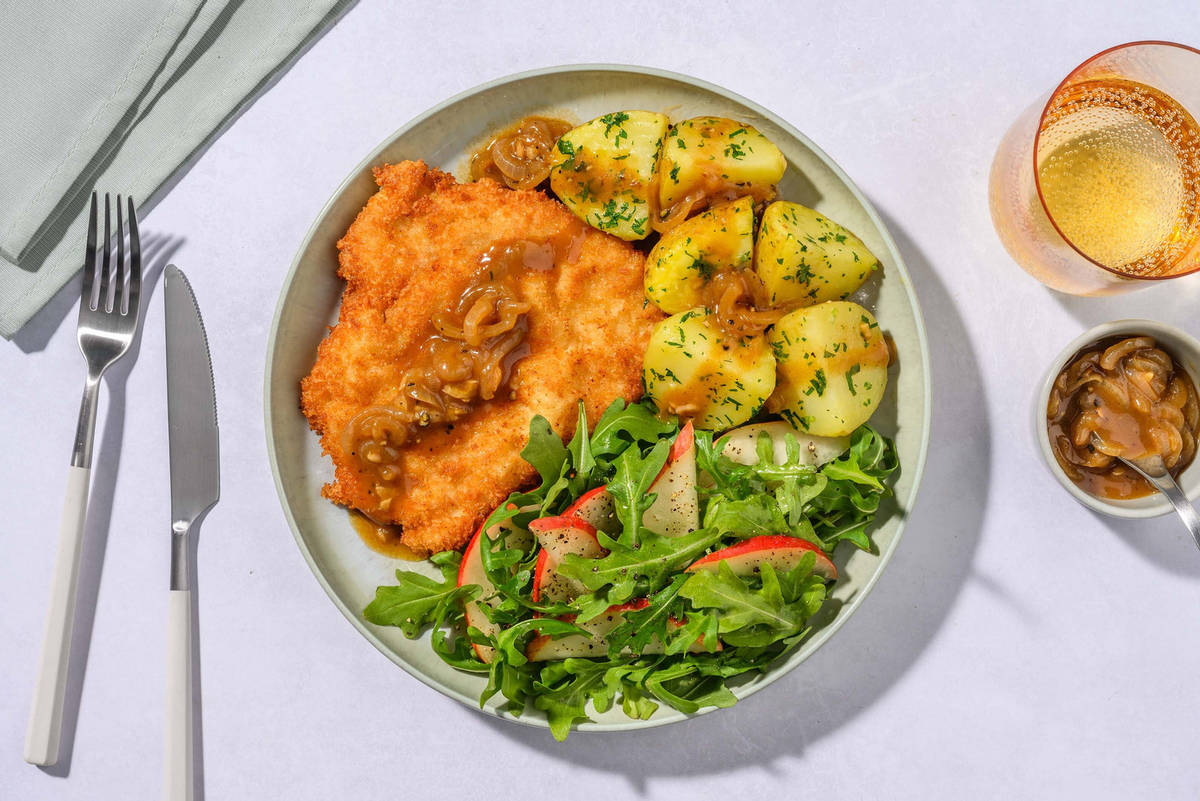 Hvitløkspanert kylling og brun saus