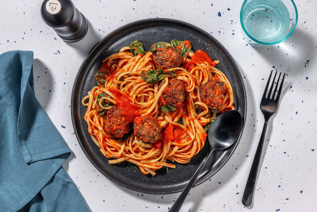 Herby Meatballs and Linguine