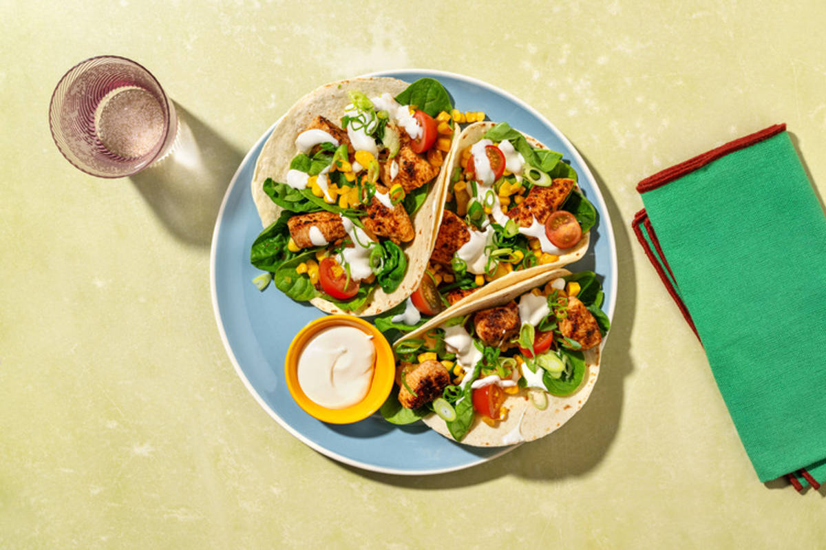 Quick Caribbean-Spiced Chick'n Tacos