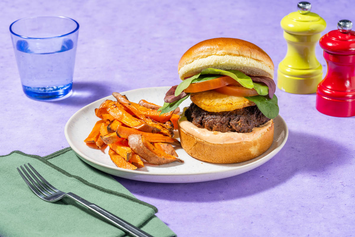 Caribbean Beef & Pineapple Burger