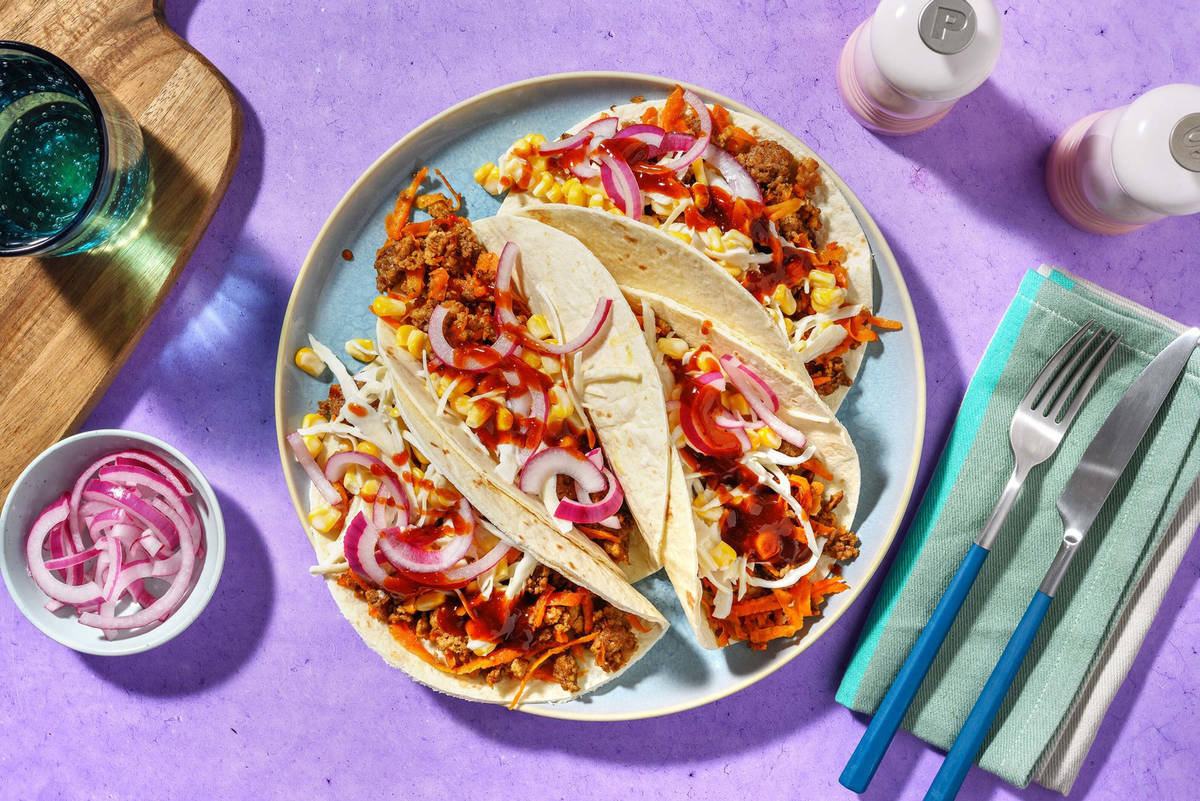 BBQ-kryddade blandfärstacos