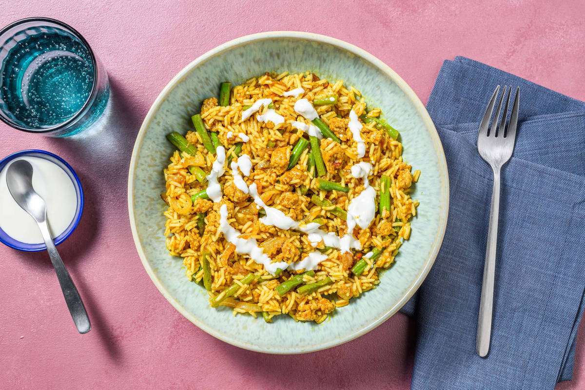 Spiced Beef Pilaf and Mango Chutney