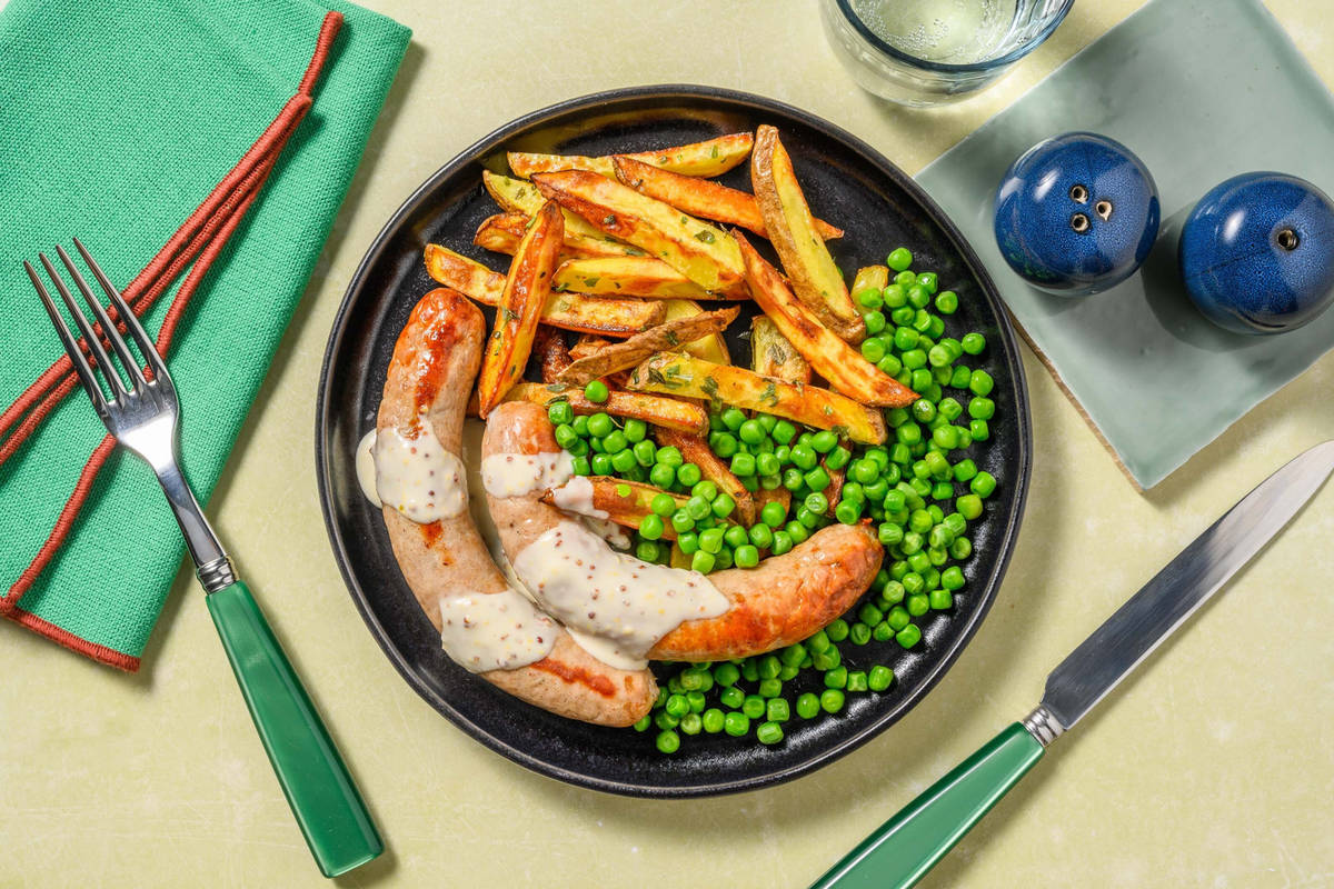 Honey Mustard Double Sausages in Creamy Sauce