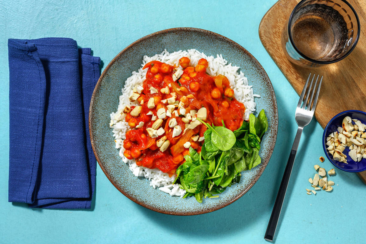 Chana Masala mit Kichererbsen und Babyspinat