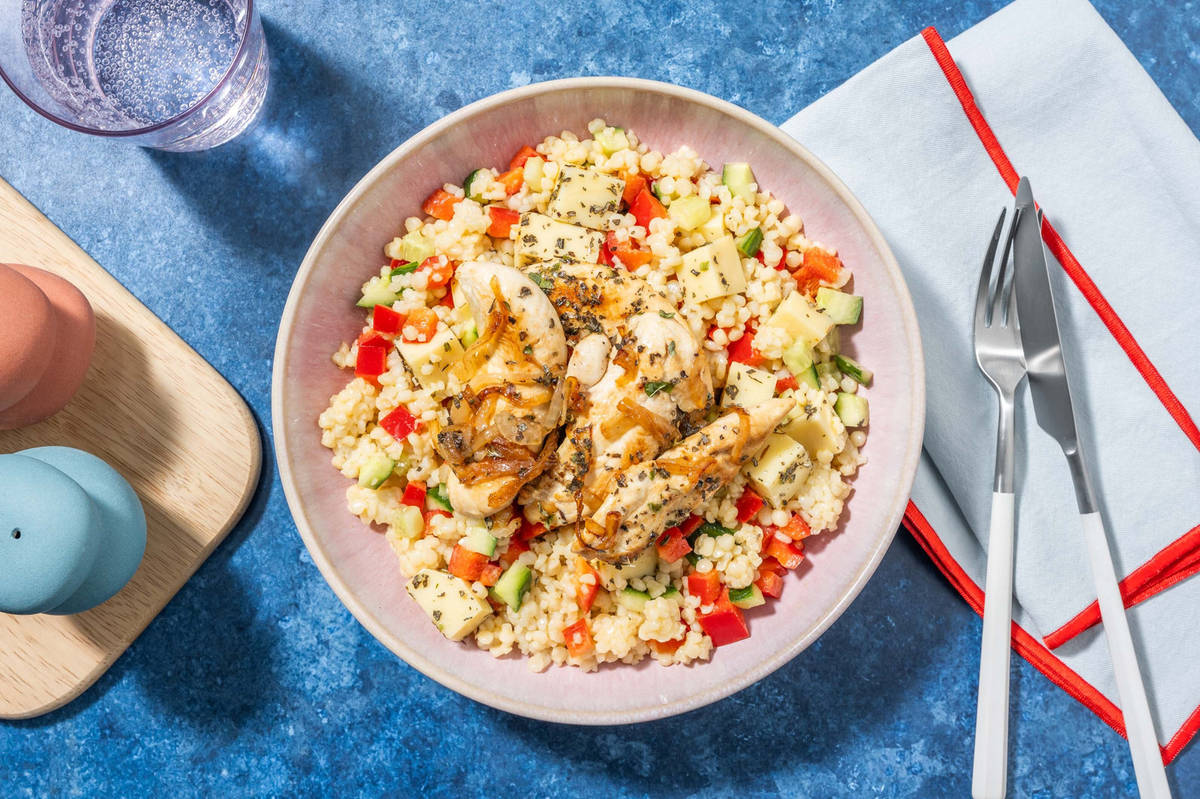 Salade de couscous perlé et poulet aux épices siciliennes