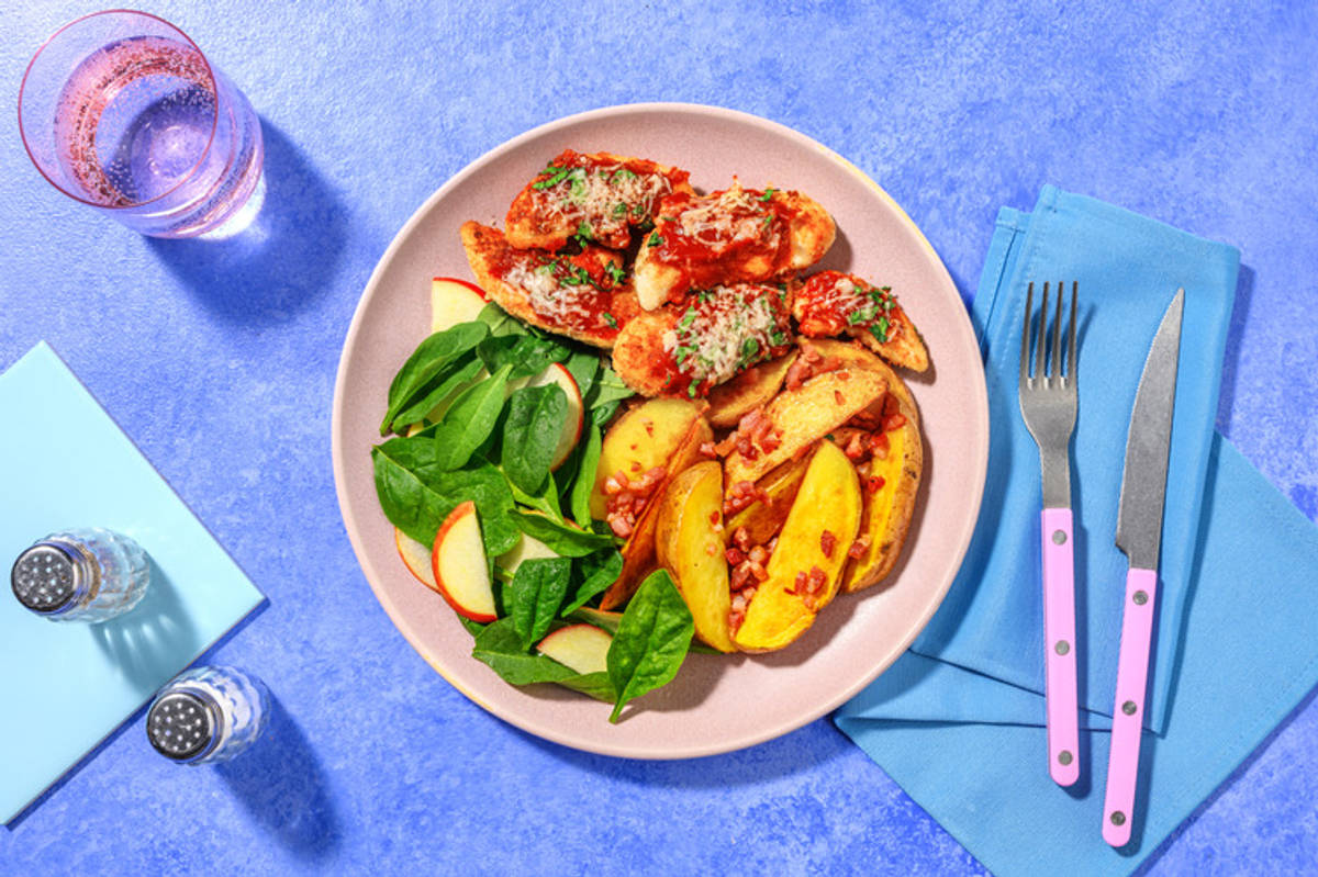 Pork Parmi & Loaded Bacon Wedges