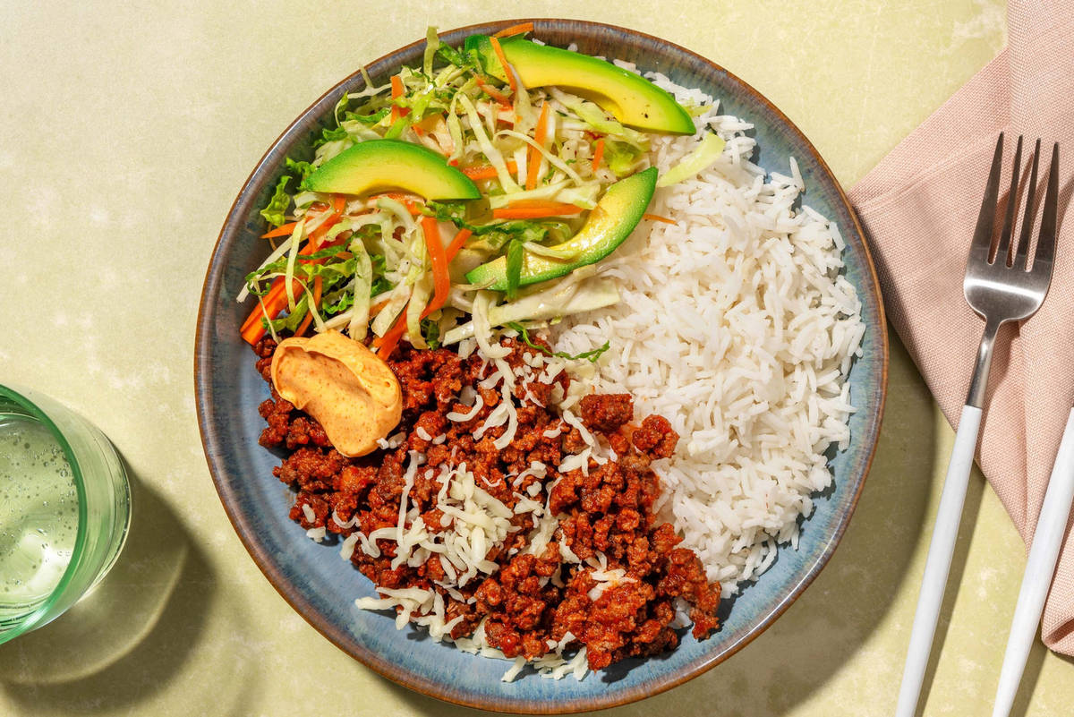 Rask burger-bowl med kjøttdeig