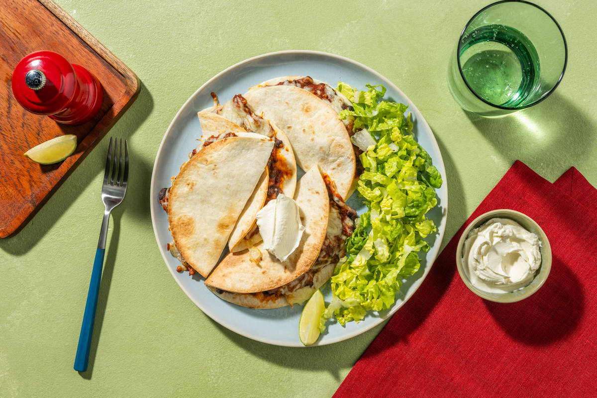 Beef and Bean Baked Quesadillas