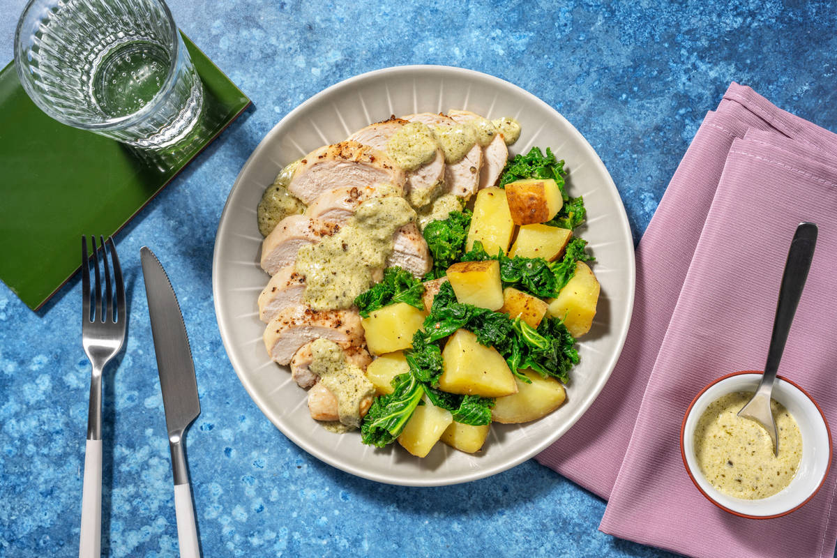Roast Basa and Creamy Pesto Sauce