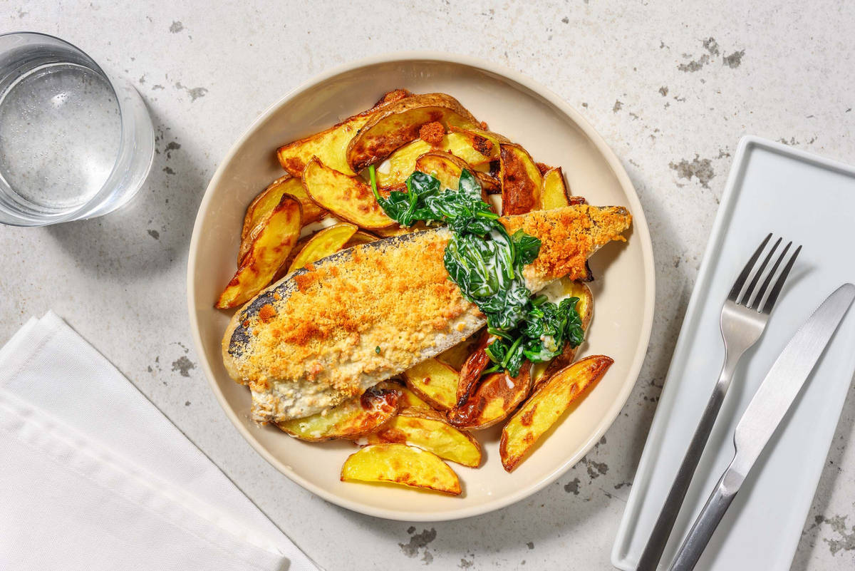 Bio-Schweinefilet in Spinat-Sahne-Soße aus dem Ofen
