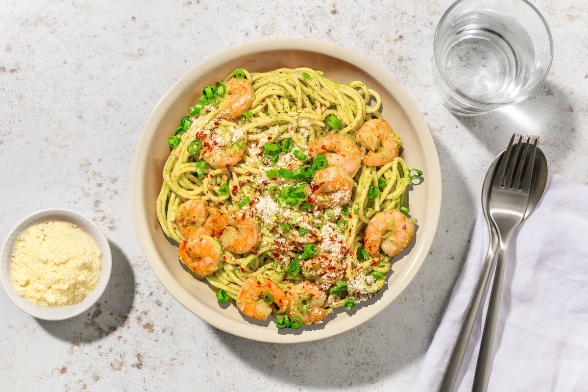 Espaguetis al aglio con langostinos