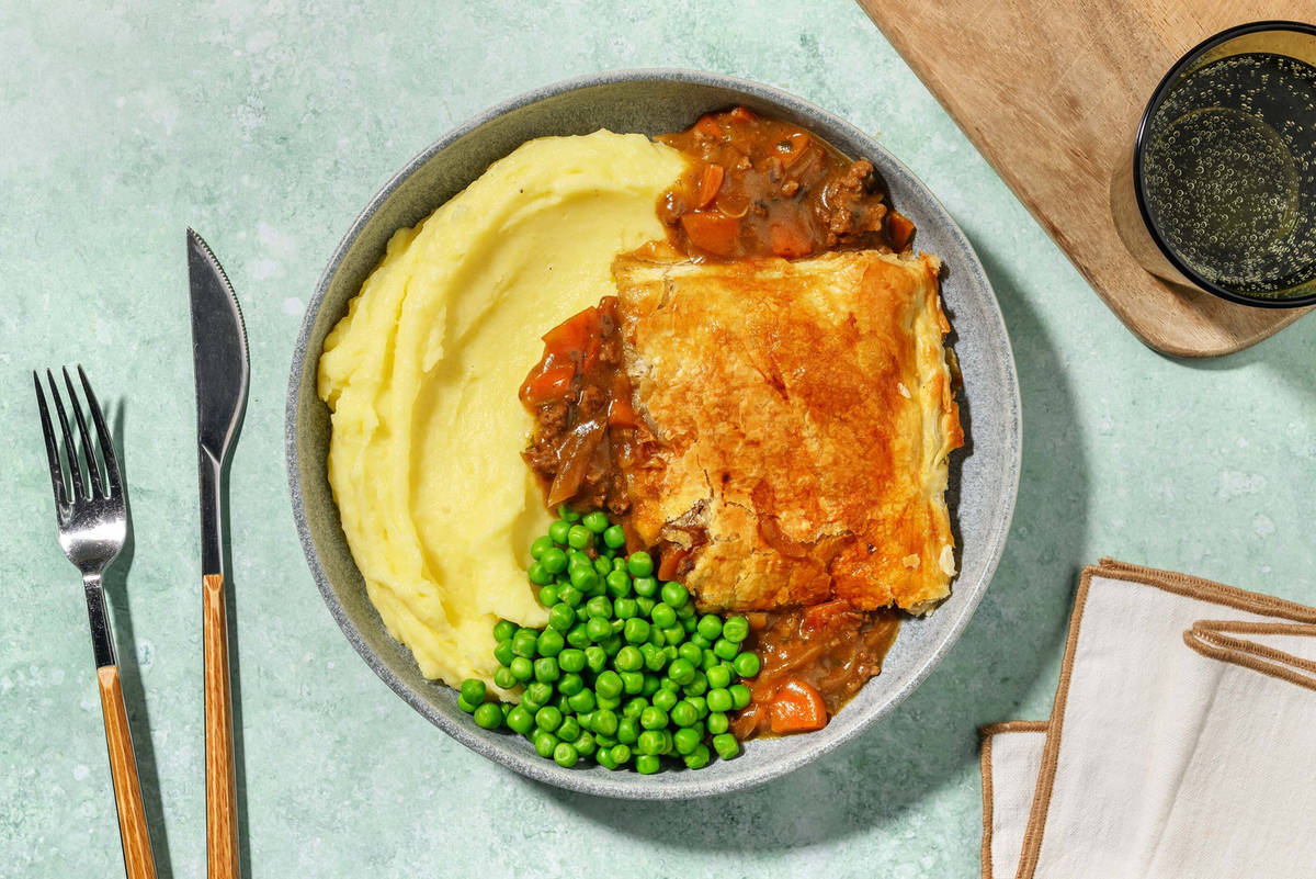 Criminally Good Beef, Bacon and Caramelised Onion Pie