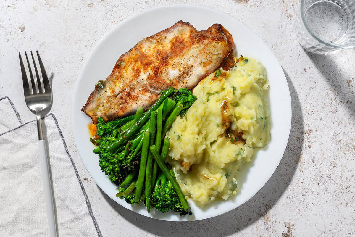 Cajun Spiced Basa and Parsley Dressing