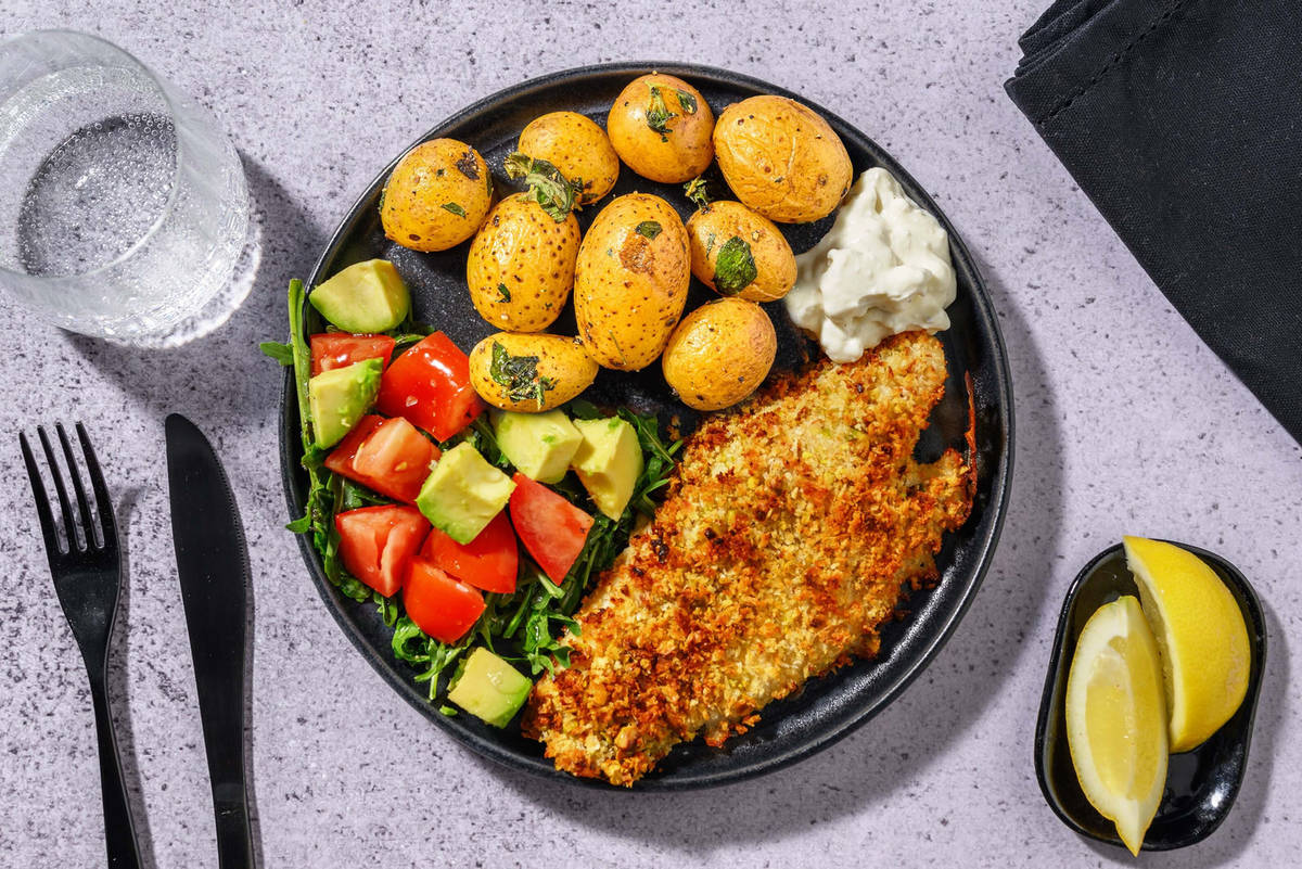 Pistagebakad vit fisk