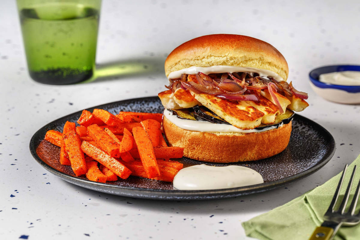 Grillkäse-Auberginen-Burger