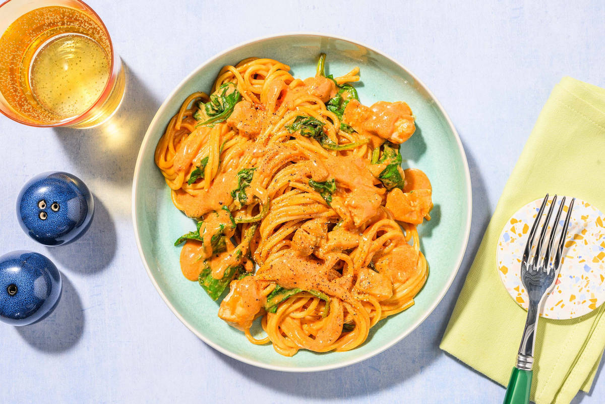 Easy Peasy Harissa Chicken Spaghetti