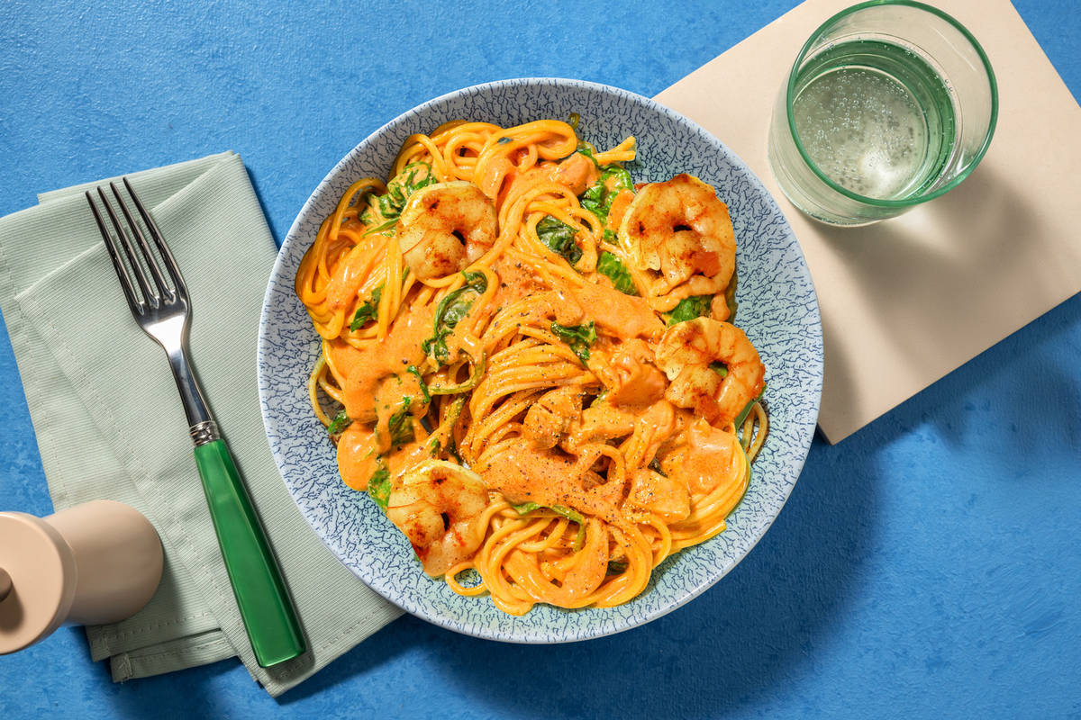 Easy Peasy Harissa Prawn Spaghetti